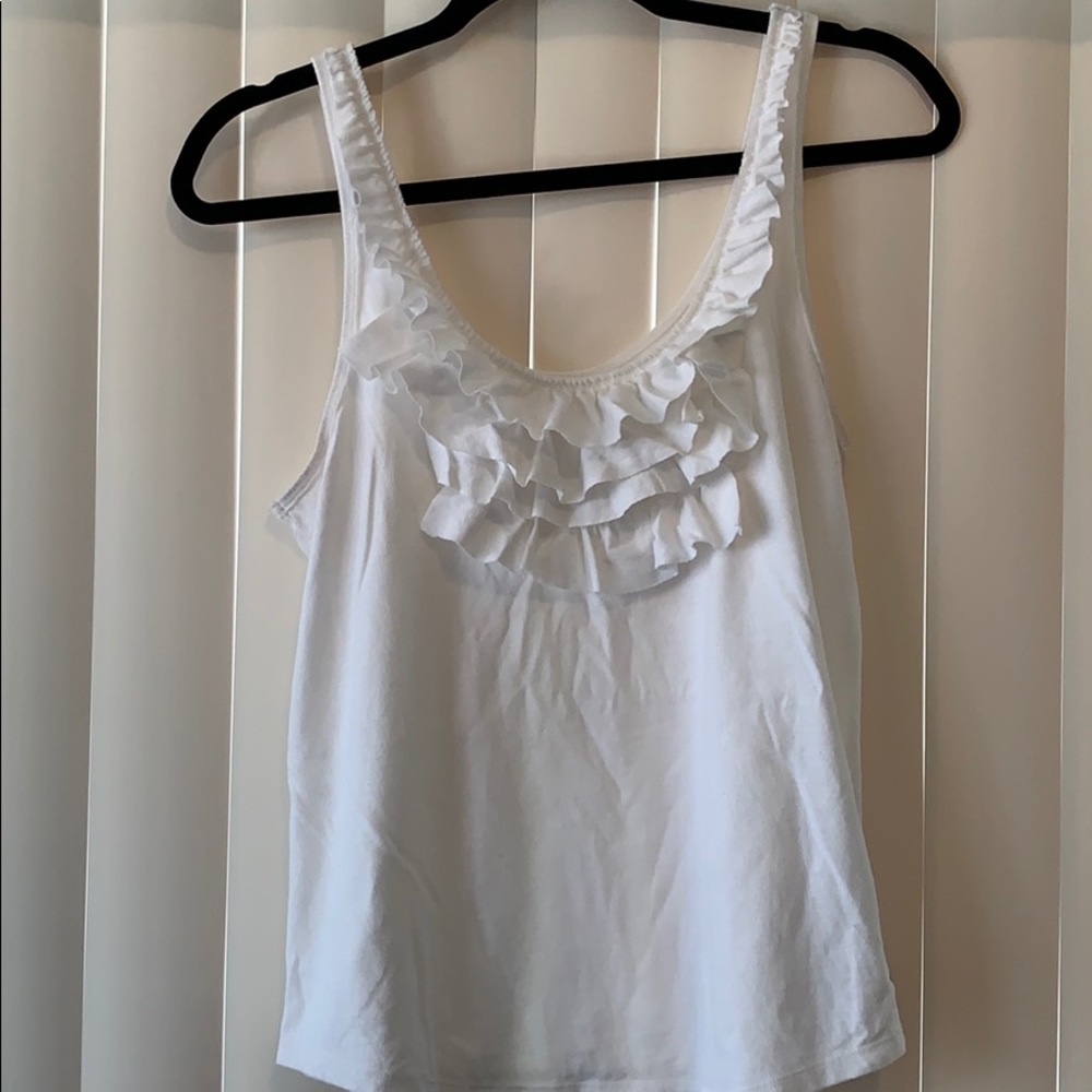 White ruffle front hollister tank top